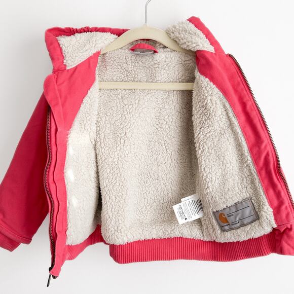 Carhartt Toddler Zip Front Canvas Insulated Hooded Jacket Size 24 Months Pink - Picture 3 of 5